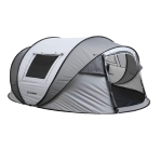 a white and grey dome tent