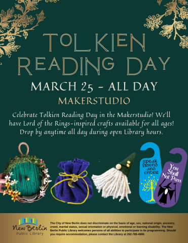 Celebrate Tolkien Reading Day on March 25 with crafts for all ages in the Makerstudio.