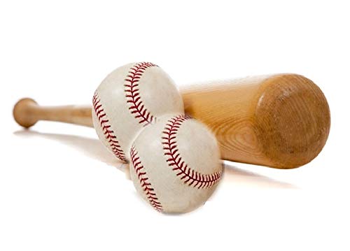 baseball bat and two baseballs