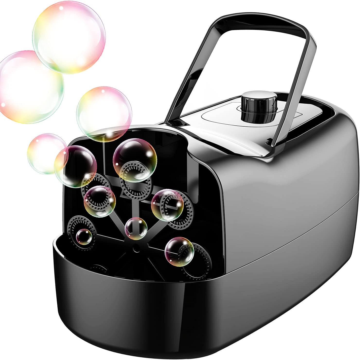 black bubble machine with bubbles coming out
