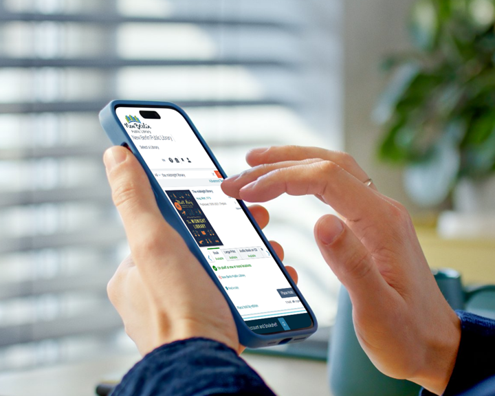 Phone showing mobile-friendly view of catalog