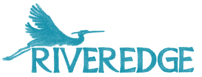 image of a crane in flight over the word "Riveredge"