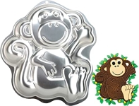 Monkey shaped cake pan and decorated monkey cake
