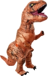 Brown and black inflatable T-Rex dinosaur costume