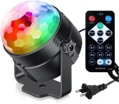 multi-colored disco ball light in black stand with remote control