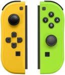 1 yellow and 1 green Nintendo Switch Joy-Con controllers