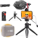 Video Microphone, Extension Rod Monopod, Adjustable Tripod with Ball Head, Smartphone Clip, Video Light
