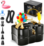 image of black and gold balloon pump plus additional nozzles