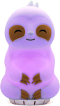 image of a purple and brown silicone sloth used for meditation practice