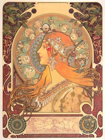 Art nouveu painting by Alphonse Mucha