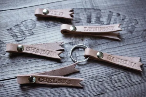 monogram leather keychains