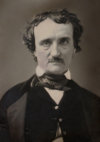Eerie historical imagine in sepia tone of author edgar allan poe