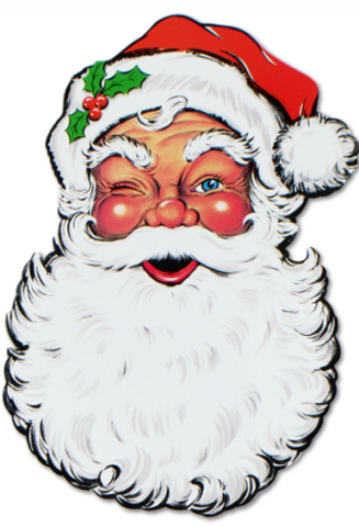 santa claus smiling and winking in his read hat