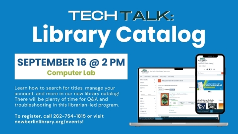 Tech Talk about the Library Catalog on September 16 at 2 PM