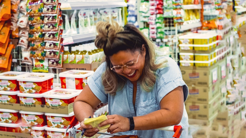 Host Chrissy Camba in the grocery store
