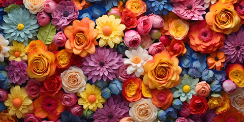 Bouquet of red, orange, yellow, and purple flowers