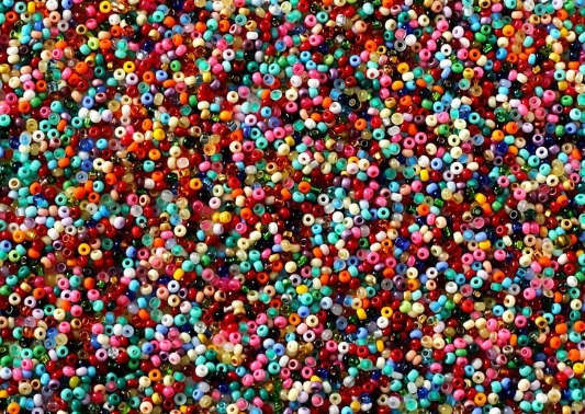 image of multicolored seed beads