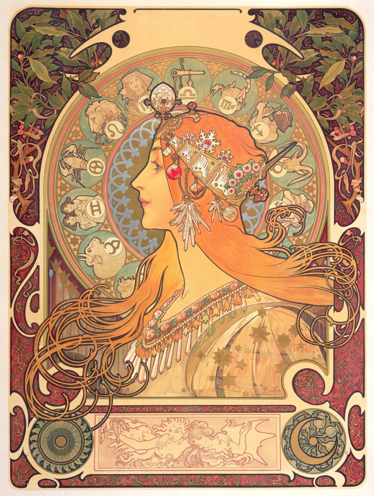 Art nouveu painting by Alphonse Mucha