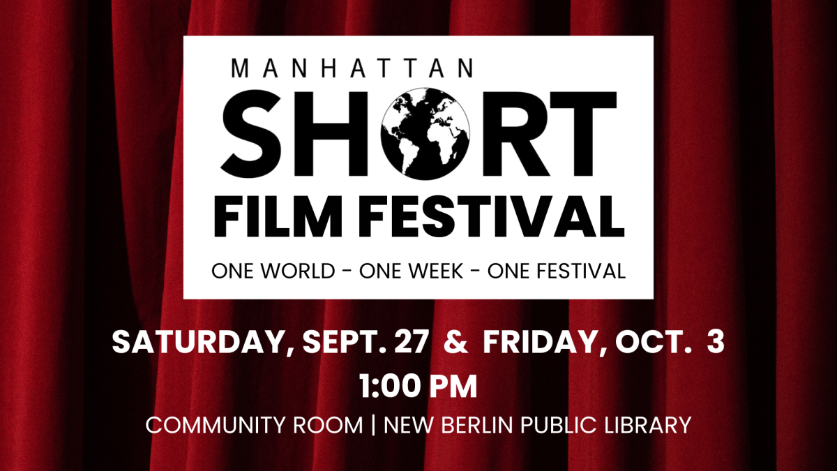 Manhattan Short Film logo with red curtain backdrop