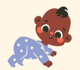 tiny baby in purple pajamas crawling