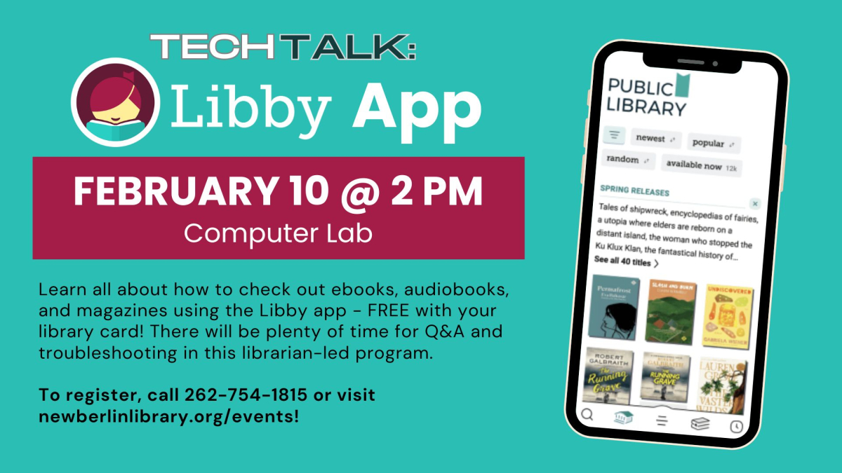 Tech Talk: Libby App on February 10 at 2 PM