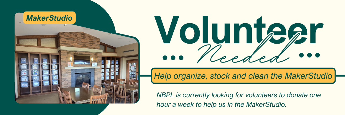 MakerStudio Volunteer Needed, help us clean, organize and stock the MakerStudio. We are currently looking for volunteers to donate one hour of time to help in the MakerStudio
